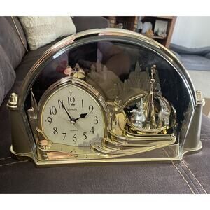 Vintage Lorus (SEIKO) Pendulum Clock Table Mantel Gold 1990’s Seiko Movement
